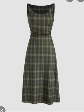 Cider Plaid Green Midi Dress Size Medium